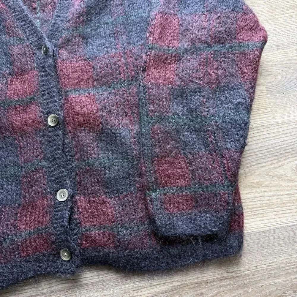 Vintage 90s Fuzzy‎ Mohair Cardigan Grandpa Sweater Knit Grunge Large
